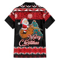 New Zealand Christmas Family Matching Tank Maxi Dress and Hawaiian Shirt Funny Santa Riding Kiwi Meri Kirihimete LT05 - Polynesian Pride