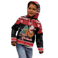 New Zealand Christmas Kid Hoodie Funny Santa Riding Kiwi Meri Kirihimete LT05 - Polynesian Pride