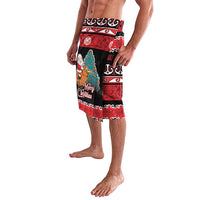 New Zealand Christmas Lavalava Funny Santa Riding Kiwi Meri Kirihimete