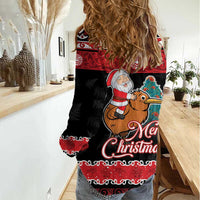 New Zealand Christmas Women Casual Shirt Funny Santa Riding Kiwi Meri Kirihimete LT05 - Polynesian Pride