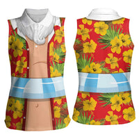 Polynesia Santa Claus Costume Women Sleeveless Polo Shirt Tropical Vibe