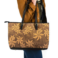 Tiare Tahiti Leather Tote Bag Brown Polynesia Motifs - Polynesian Pride