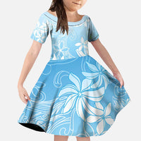 Tiare Tahiti Family Matching Long Sleeve Bodycon Dress and Hawaiian Shirt Blue Polynesia Motifs LT05 Daughter's Dress Blue - Polynesian Pride