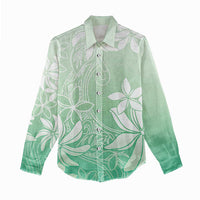 Tiare Tahiti Women Casual Shirt Matcha Polynesia Motifs LT05 - Polynesian Pride