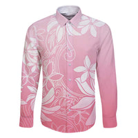 Tiare Tahiti Family Matching Off The Shoulder Long Sleeve Dress and Hawaiian Shirt Pink Polynesia Motifs LT05 Dad's Shirt - Long Sleeve Pink - Polynesian Pride