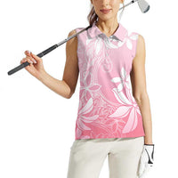 Tiare Tahiti Women Sleeveless Polo Shirt Pink Polynesia Motifs - Polynesian Pride