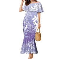 Tiare Tahiti Family Matching Mermaid Dress and Hawaiian Shirt Purple Polynesia Motifs LT05 Mom's Dress Purple - Polynesian Pride