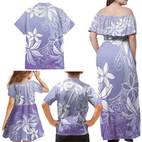 Tiare Tahiti Family Matching Off Shoulder Maxi Dress and Hawaiian Shirt Purple Polynesia Motifs LT05 - Polynesian Pride