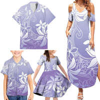 Tiare Tahiti Family Matching Summer Maxi Dress and Hawaiian Shirt Purple Polynesia Motifs LT05 - Polynesian Pride
