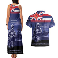 Hawaii Pearl Harbor Remembrance Day Couples Matching Tank Maxi Dress and Hawaiian Shirt Flag Style