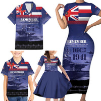 Hawaii Pearl Harbor Remembrance Day Family Matching Short Sleeve Bodycon Dress and Hawaiian Shirt Flag Style LT05 - Polynesian Pride