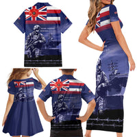 Hawaii Pearl Harbor Remembrance Day Family Matching Short Sleeve Bodycon Dress and Hawaiian Shirt Flag Style LT05 - Polynesian Pride