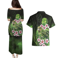 New Zealand Aotearoa Kakapo Couples Matching Puletasi and Hawaiian Shirt Maori Pattern With Manuka Galaxy Style - Polynesian Pride