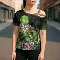 New Zealand Aotearoa Kakapo Cross Shoulder Shirt Maori Pattern With Manuka Galaxy Style - Polynesian Pride