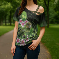 New Zealand Aotearoa Kakapo Cross Shoulder Shirt Maori Pattern With Manuka Galaxy Style - Polynesian Pride