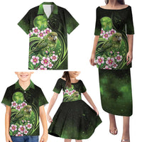 New Zealand Aotearoa Kakapo Family Matching Puletasi and Hawaiian Shirt Maori Pattern With Manuka Galaxy Style LT05 - Polynesian Pride