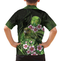 New Zealand Aotearoa Kakapo Family Matching Short Sleeve Bodycon Dress and Hawaiian Shirt Maori Pattern With Manuka Galaxy Style LT05 - Polynesian Pride