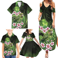 New Zealand Aotearoa Kakapo Family Matching Summer Maxi Dress and Hawaiian Shirt Maori Pattern With Manuka Galaxy Style LT05 - Polynesian Pride