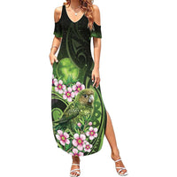 New Zealand Aotearoa Kakapo Family Matching Summer Maxi Dress and Hawaiian Shirt Maori Pattern With Manuka Galaxy Style - Polynesian Pride