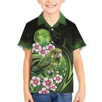New Zealand Aotearoa Kakapo Family Matching Tank Maxi Dress and Hawaiian Shirt Maori Pattern With Manuka Galaxy Style - Polynesian Pride