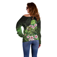 New Zealand Aotearoa Kakapo Off Shoulder Sweater Maori Pattern With Manuka Galaxy Style - Polynesian Pride