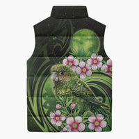 New Zealand Aotearoa Kakapo Sleeveless Puffer Jacket Maori Pattern With Manuka Galaxy Style - Polynesian Pride
