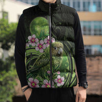New Zealand Aotearoa Kakapo Sleeveless Puffer Jacket Maori Pattern With Manuka Galaxy Style - Polynesian Pride
