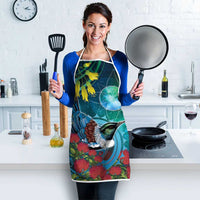 New Zealand Tui Bird Apron Maori Koru With Pohutukawa Galaxy Style - Polynesian Pride