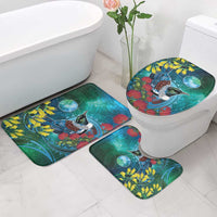 New Zealand Tui Bird Bathroom Set Maori Koru With Pohutukawa Galaxy Style - Polynesian Pride