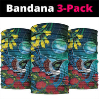 New Zealand Tui Bird Neck Gaiter Maori Koru With Pohutukawa Galaxy Style - Polynesian Pride