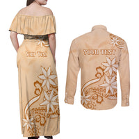 Personalised New Zealand Auckland Folk Festival Couples Matching Off Shoulder Maxi Dress and Long Sleeve Button Shirt Vintage Style LT05 - Polynesian Pride