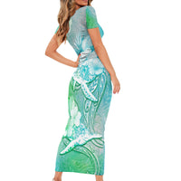 Couple Sea Turtle One Love One Heart Family Matching Short Sleeve Bodycon Dress and Hawaiian Shirt LT05 - Polynesian Pride