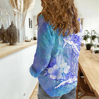 Couple Blue Sea Turtle Heart Love Women Casual Shirt LT05 - Polynesian Pride