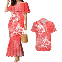 Polynesia Sea Turtle Couple Couples Matching Mermaid Dress and Hawaiian Shirt Happy Valentine Day Red LT05 Red - Polynesian Pride