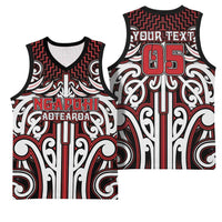 Custom Aotearoa Ngapuhi Basketball Jersey Maori Tribal Pattern Mix Poutama