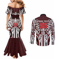 Custom Aotearoa Ngapuhi Couples Matching Mermaid Dress and Long Sleeve Button Shirt Maori Tribal Pattern Mix Poutama