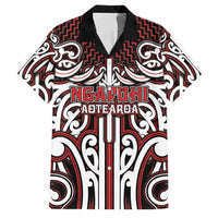 Custom Aotearoa Ngapuhi Family Matching Off Shoulder Maxi Dress and Hawaiian Shirt Maori Tribal Pattern Mix Poutama LT05 Dad's Shirt - Short Sleeve Red - Polynesian Pride