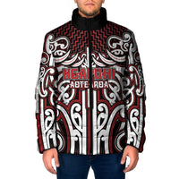 Custom Aotearoa Ngapuhi Padded Jacket Maori Tribal Pattern Mix Poutama