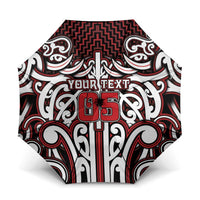 Custom Aotearoa Ngapuhi Umbrella Maori Tribal Pattern Mix Poutama LT05 One Size Folded 11.42 inch Opened Diameter 37.4 inch Red - Polynesian Pride