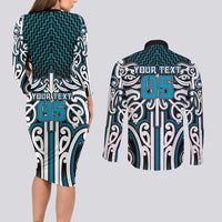 Custom Aotearoa Ngati Porou Couples Matching Long Sleeve Bodycon Dress and Long Sleeve Button Shirt Maori Tribal Pattern Mix Poutama LT05 - Polynesian Pride