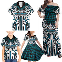 Custom Aotearoa Ngati Porou Family Matching Off Shoulder Maxi Dress and Hawaiian Shirt Maori Tribal Pattern Mix Poutama LT05 - Polynesian Pride