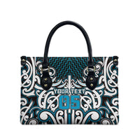 Custom Aotearoa Ngati Porou Leather Bag Maori Tribal Pattern Mix Poutama