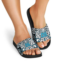 Custom Aotearoa Ngati Porou Slide Sandals Maori Tribal Pattern Mix Poutama