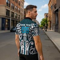 Custom Aotearoa Ngati Porou Zipper Polo Shirt Maori Tribal Pattern Mix Poutama