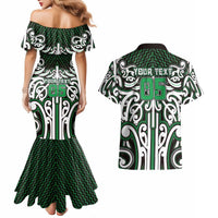 Custom Aotearoa Ngai Tahu Couples Matching Mermaid Dress and Hawaiian Shirt Maori Tribal Pattern Mix Poutama