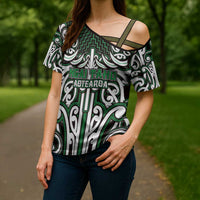 Custom Aotearoa Ngai Tahu Cross Shoulder Shirt Maori Tribal Pattern Mix Poutama