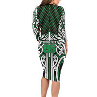 Custom Aotearoa Ngai Tahu Family Matching Long Sleeve Bodycon Dress and Hawaiian Shirt Maori Tribal Pattern Mix Poutama LT05 - Polynesian Pride