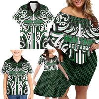 Custom Aotearoa Ngai Tahu Family Matching Off Shoulder Short Dress and Hawaiian Shirt Maori Tribal Pattern Mix Poutama LT05 - Polynesian Pride