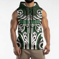 Custom Aotearoa Ngai Tahu Sleeveless Zip Hoodie Maori Tribal Pattern Mix Poutama
