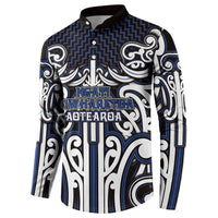 Custom Aotearoa Ngati Tuwharetoa Button Sweatshirt Maori Tribal Pattern Mix Poutama